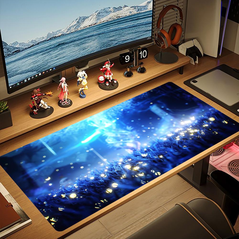 Blue Forest Large Gaming Mouse Pad XXL Light Beam Deskmat Non-Slip Rubber Game Mouse Mat Computer Keyboard Mats Big Gamer