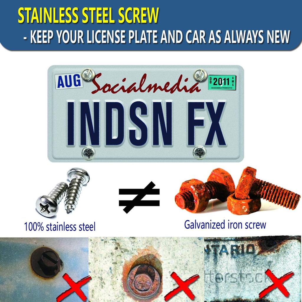Винты для номерных знаков из нержавеющей стали - Антикоррозийные болты для автомобильных табличек для крепления рамок переднего или заднего номерного знака с черными колпачками (М6