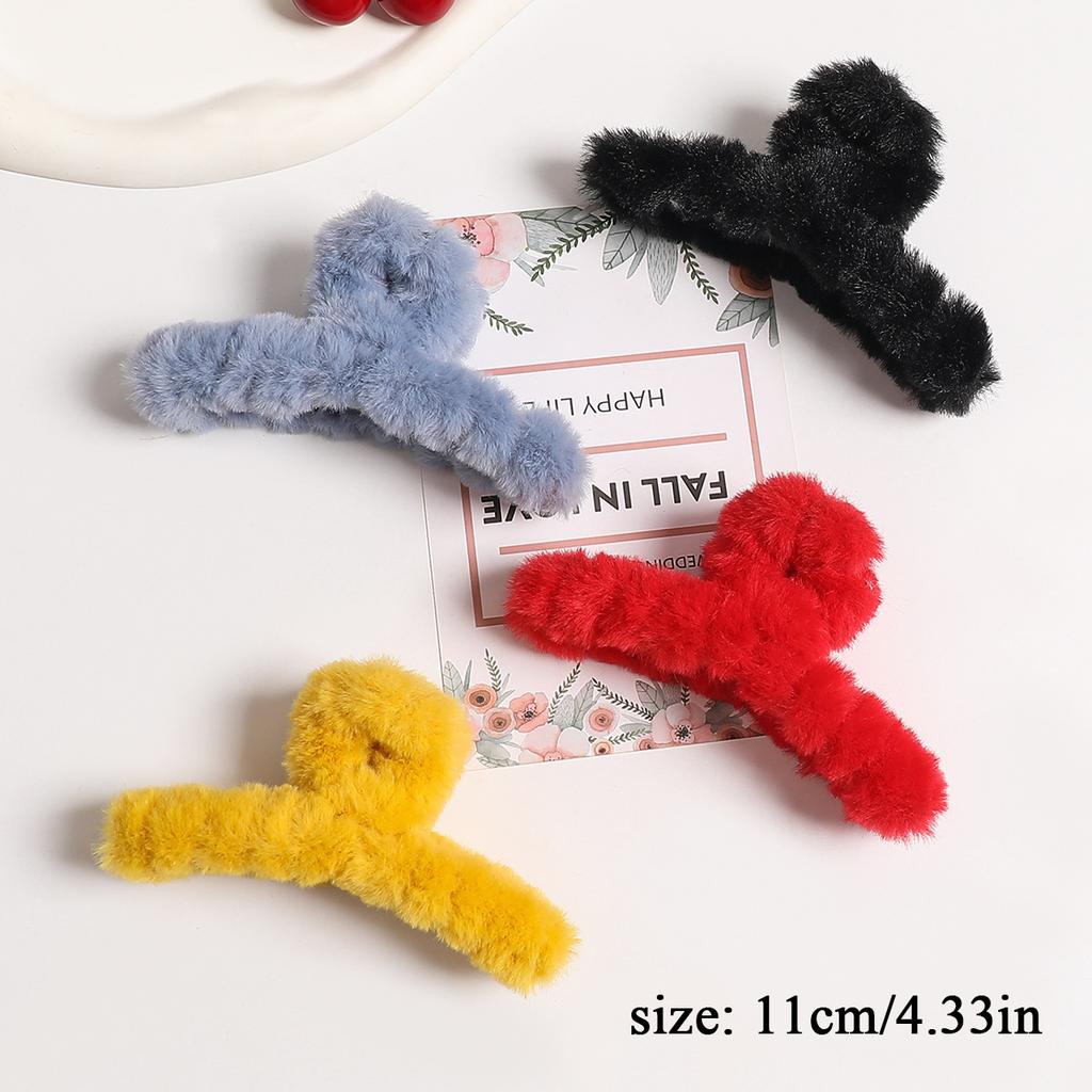 2/4Pcs Plush Hair Claw for Women Elegant Acrylic Hairpins Faux Fur Hair Clip Girls Barrette Headwear Winter Hair Accessories
