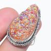 Orange Titanium Druzy Gemstone 925 Sterling Silver Jewelry Ring Size 8