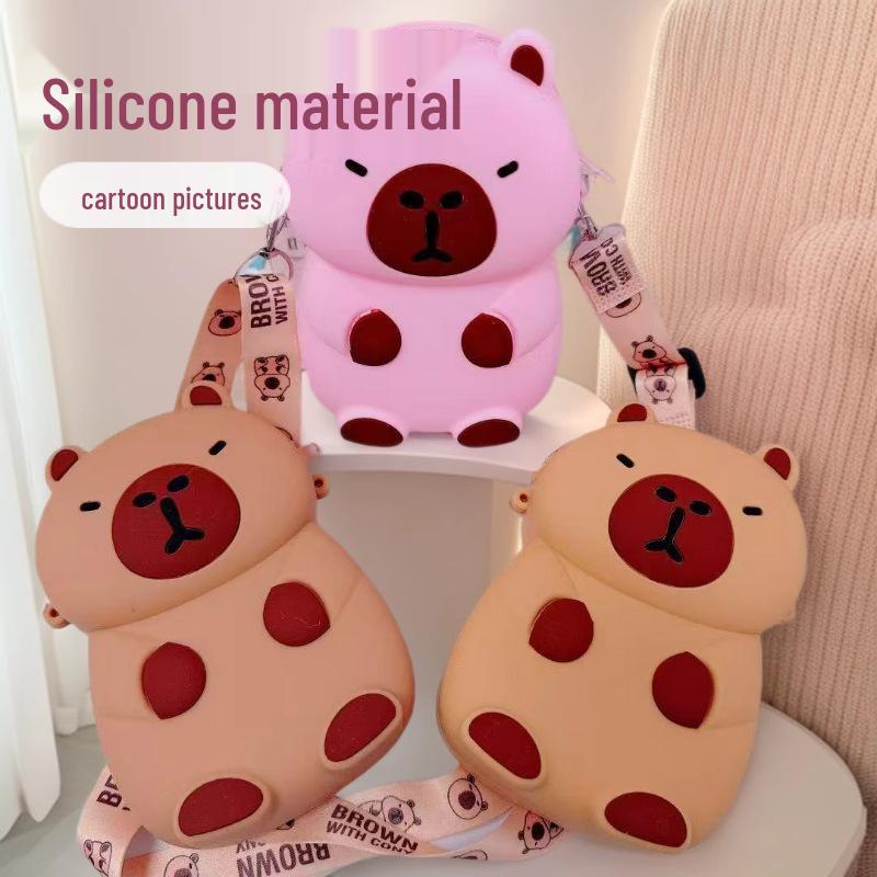 Creative Capybara Cartoon Silicone Coin Purse & Crossbody Bag for Kids