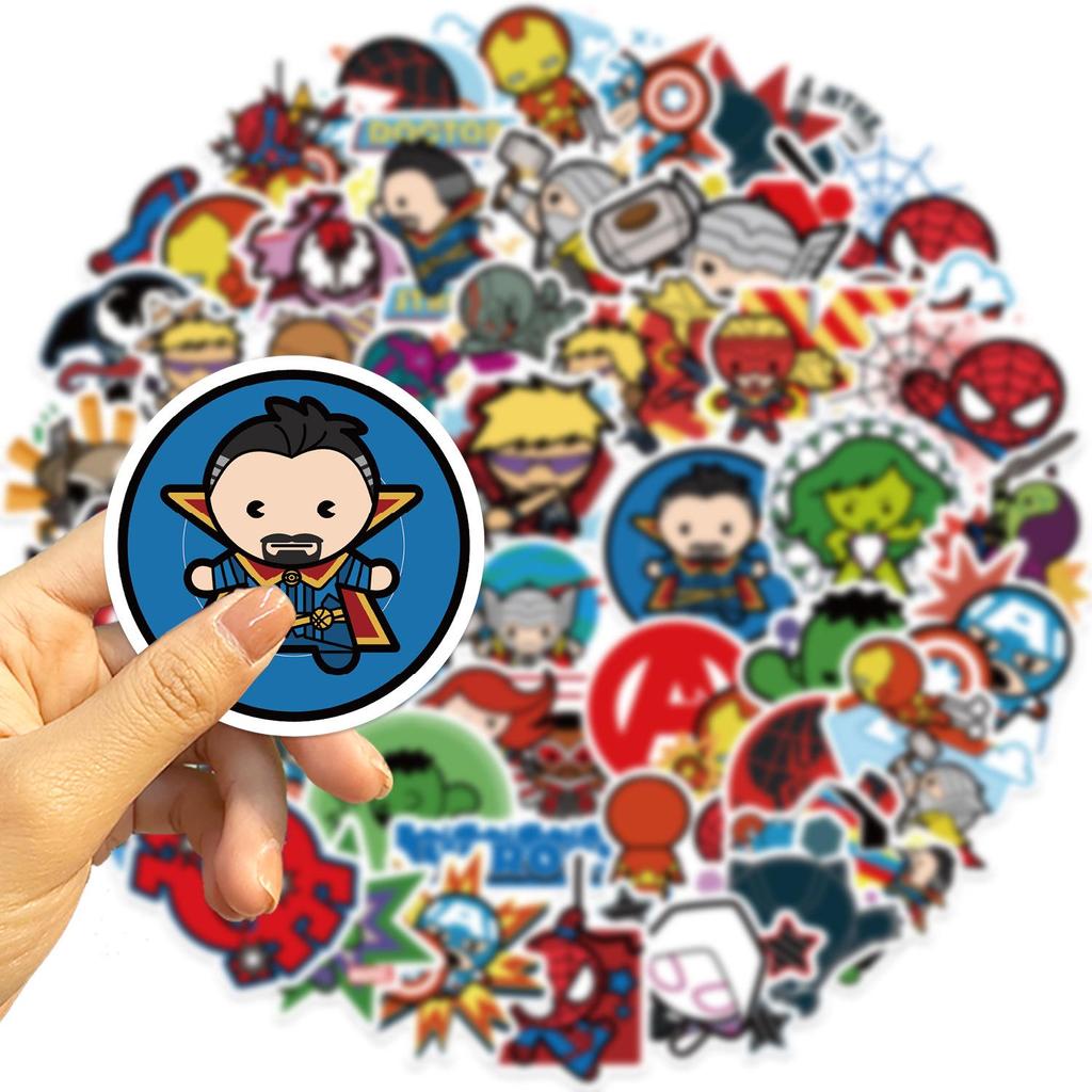 50 Sheets Q Version Avengers Waterproof Cartoon Stickers for Scrapbook Decoration, Self-Adhesive.