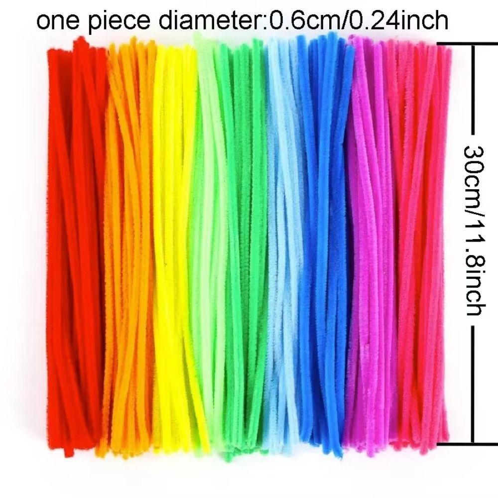 100pcs Educational Toys DIY Strips Twist Bar Chenille Stems Plush Wired Twist Sticks  Handcraft
