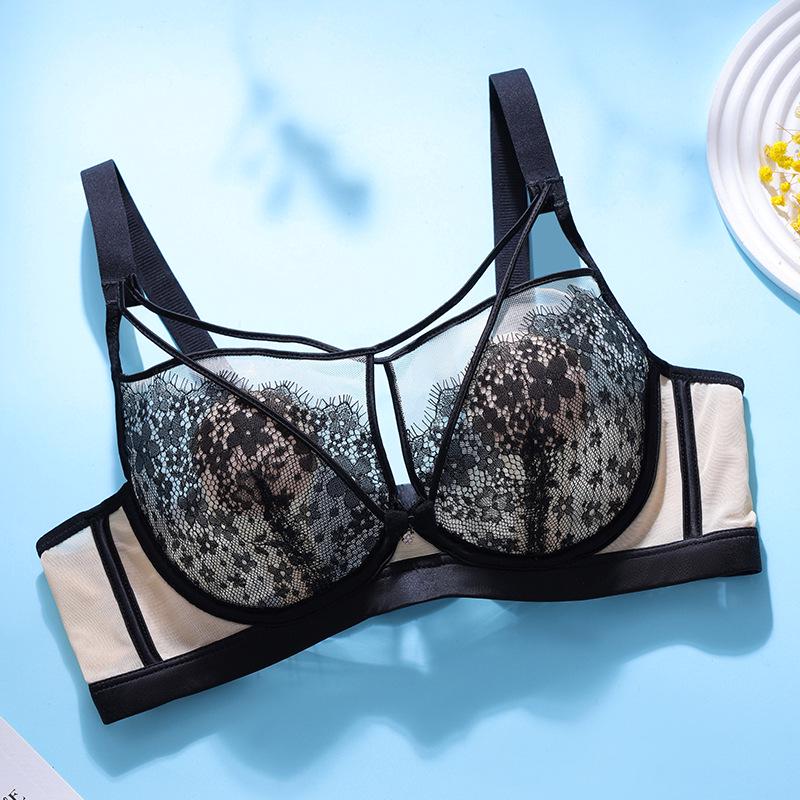 Ультратонкий бюстгальтер на косточках из французского кружева: Сексуальный сетчатый минимайзер для большой груди, регулируемый для летнего комфорта