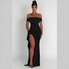 European and American Summer Strapless Sexy One Neck Backless Slit Long Dress