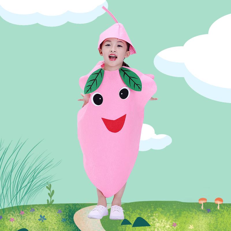 1Set Children Cosplay Fruit Veggie Costume Funny Holiday Party Cute Clothes Suit Children Performance Overclothes Stage Costume