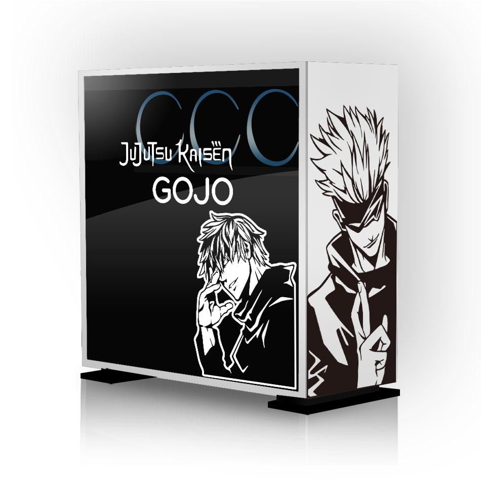 Satoru Gojo Anime Stickers for Atx PC Case,Cartoon Graffiti Decor Decals for Computer Chassis Skin,Hollow Out Sticker