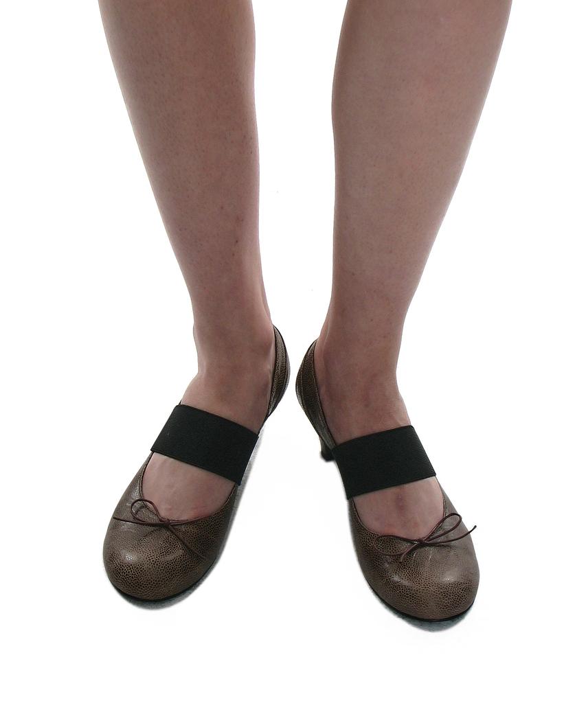 Partimento Women Strap Bow Ballerina Pumps_Khaki Brown