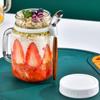 with Lids Spoons & Handle Yogurt Pot Glass Breakfast Jar Oats Container Overnight Oats Jars