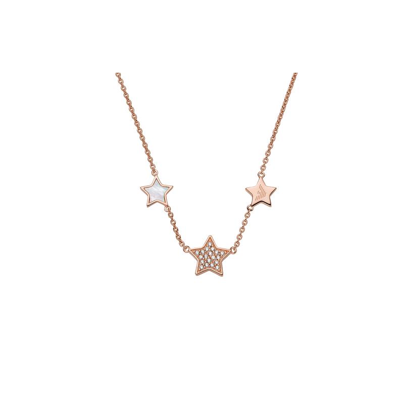 Emporio Armani Gypsophila romantic star set with diamonds 925 silver necklace for women Rose gold F original bag