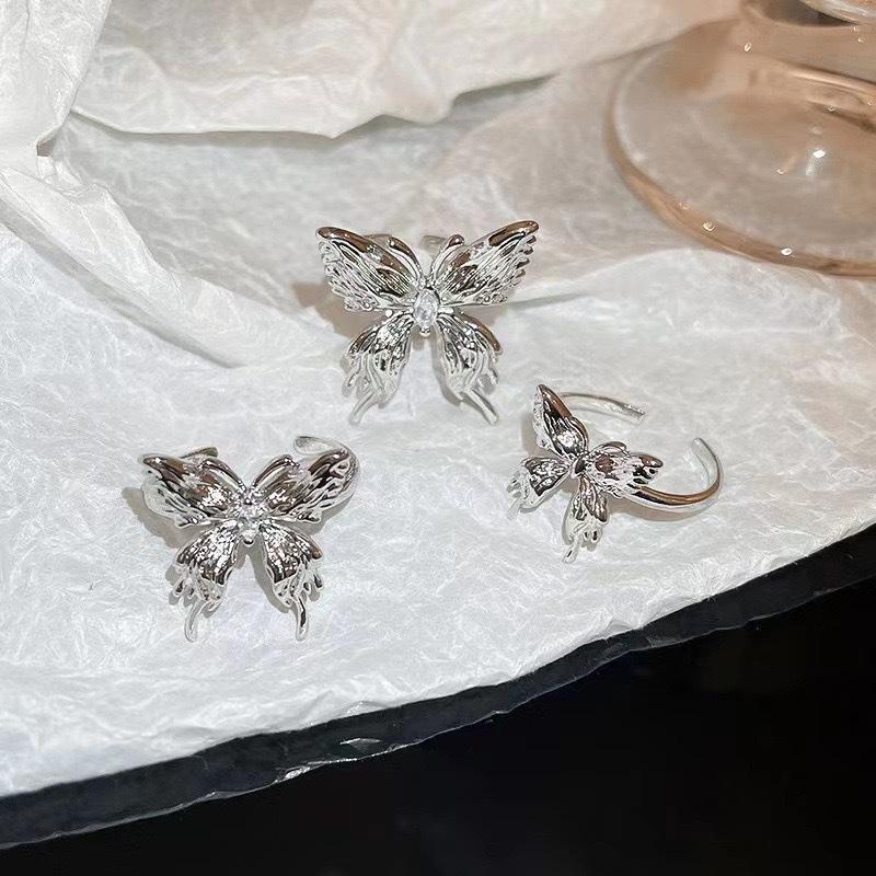 Liquid Bow Open Ring Niche Light Luxury Temperament High Sense Exquisite Personality Fashion Adjustable Index Finger Ring