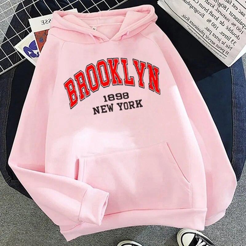Толстовка с буквенным принтом Boston Brooklyn, модное пальто унисекс, большие толстовки с капюшоном в Нью-Йорке, женская толстовка унисекс, одежда Brooklyn