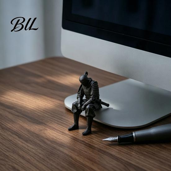 Miniature Warrior Figures 3D Printed Contemplative Figurine, Seated Edge Sitting Statue, Collectible Figurines Desktop Ornament for Home Office Shelf