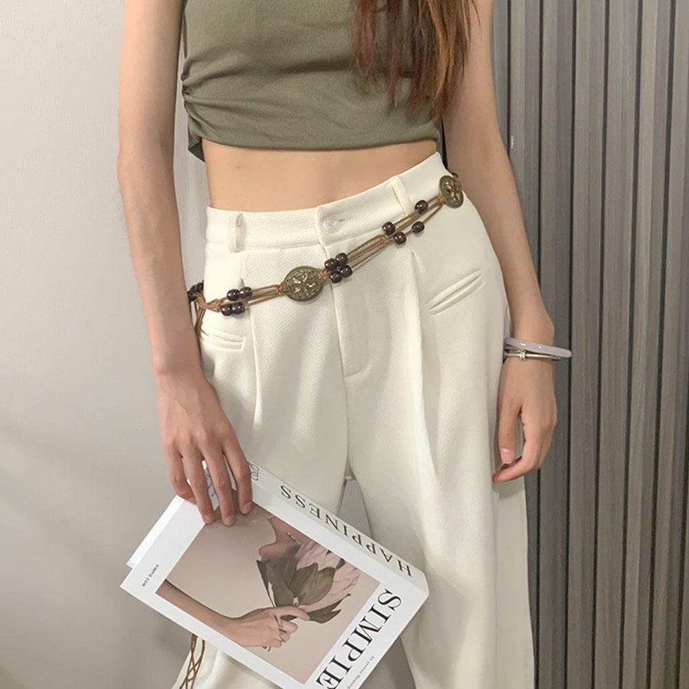 Богемный Этнический Стиль Женская Цепочка на Талию Этнический Стиль Художественная Ручная Работа Бусины Женский Пояс Дерево Z2G5