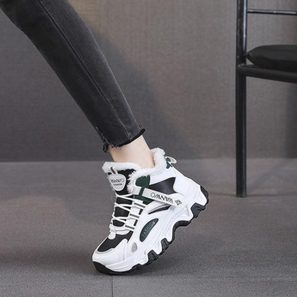 Зимние женские белые туфли, женские туфли из кожи и бархата, новый стиль, осенние и зимние бархатные туфли с плоским верхом и высоким берцем, спортивная обувь