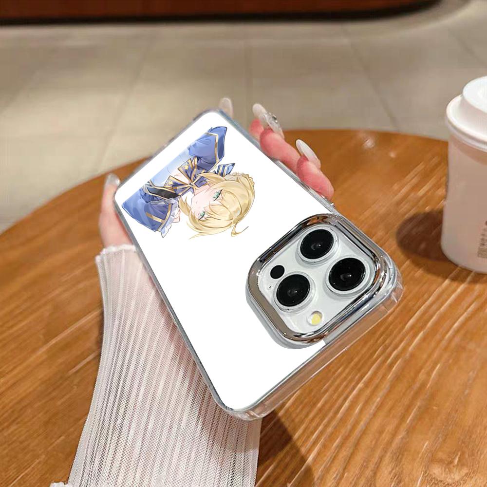 Чехол для телефона с изображением Аниме Fate S-Sabe для iPhone 17 16 15 14 13 12 11 Pro Max Xr Air Plus Силиконовый чехол Серебристый Жесткий чехол