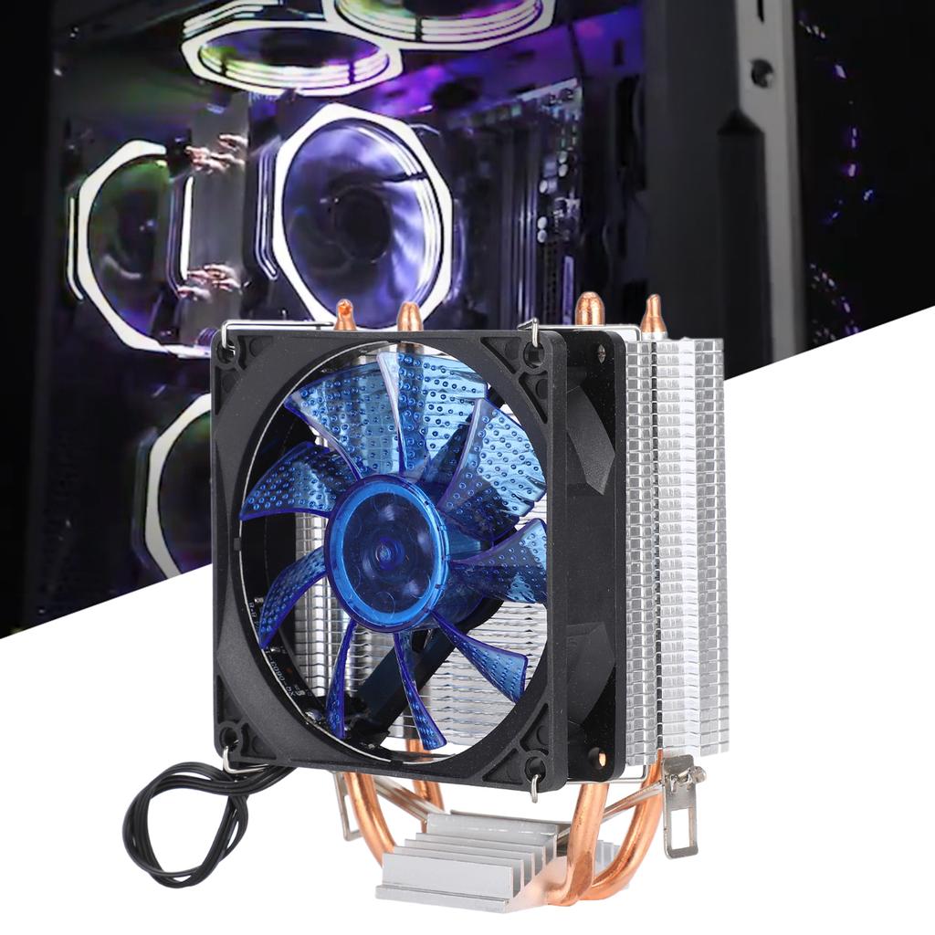 Вентилятор охлаждения ЦП Двухрядная тепловая трубка 3-контактный интерфейс Компьютерные аксессуары(синий свет)