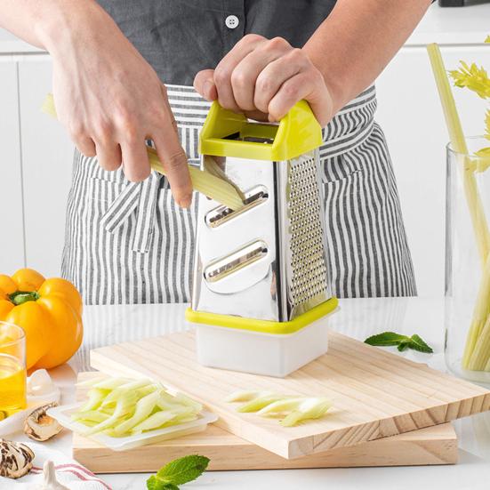 Терка для сыра с контейнером, коробчатая терка из нержавеющей стали для овощей, имбиря, картофеля, профессиональная ручная терка с 4 сторонами