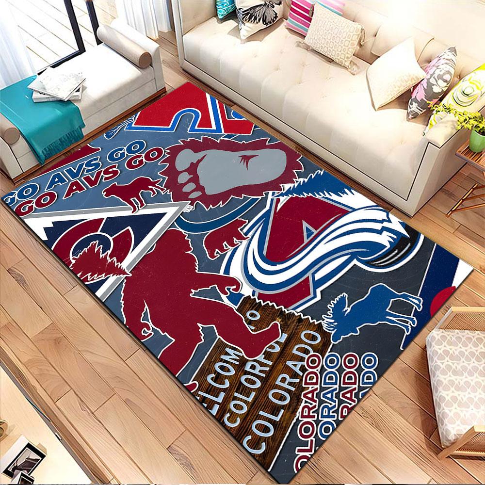 "Colorado Avalanche Inspired Graphic Design" Patterned carpet, non slip mat suitable for living room and bedroom sofas
