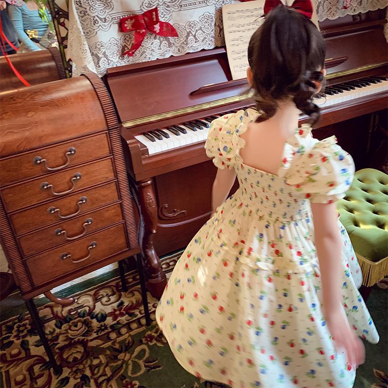 Sweet Flower Girls Princess Dress Summer Sleeve Floral Girl Casual Children's