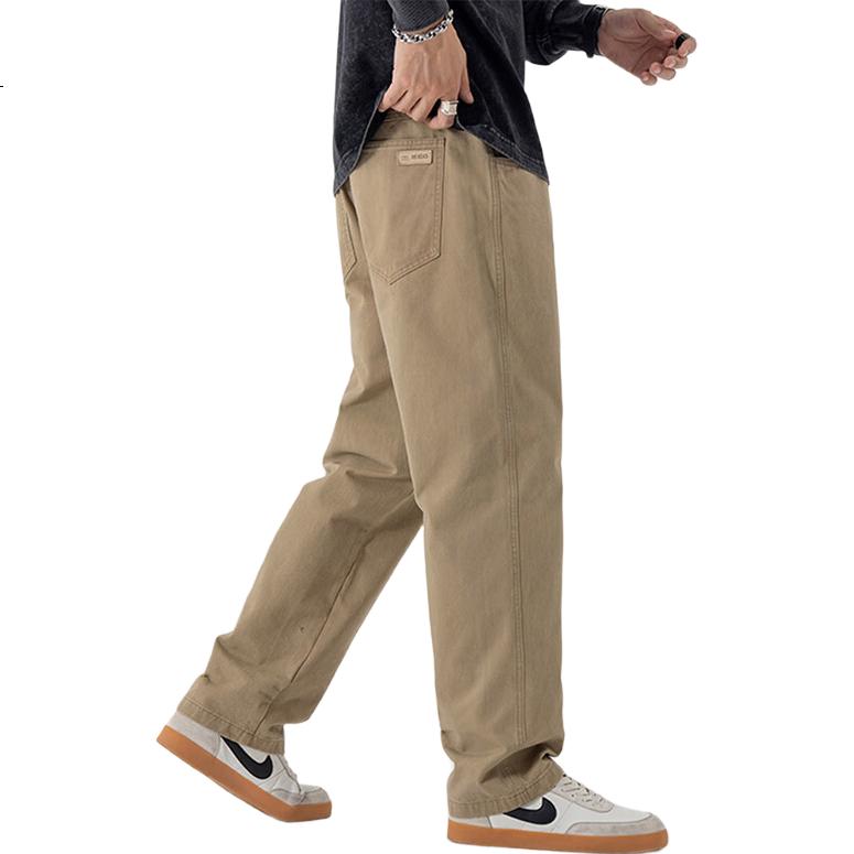 Pierre Cardin Men's Pants, Autumn And Winter Loose Straight-Leg Casual Trousers, Pure Cotton American-Style Cargo Pants, Men's Clothing, Black, XL