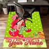Princess Strawberry Design Area Rug Personalized Name- Non-Slip, Soft & Cozy Floor Mat for Living Room, Office - Indoor/Outdoor Carpet