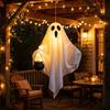 Lighted Outdoor Yard Ornaments Halloween Hanging Ghost with LED Lights, Spooky White Gauze Glowing Ornament, Porch Decor Flexible Figures for