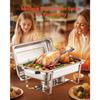 SucceBuy 8 Qt 2 Pack Chafing Dish Buffet Set Stainless Steel Chafer with 2 Full Size Pans Rectangle Catering Warmer Server