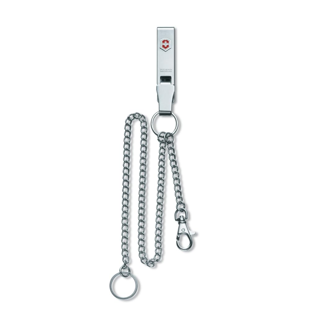 VICTORINOX Belt Hanger with Long Chain Key Ring Metal Belt Clip Simple Lightweight Waterproof Gift Silver 54cm Multi-Clip [] 4.1860