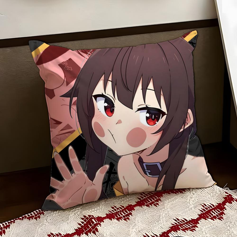 Cute MMegumin Cushion Cover Reversible Soft Durable Pillow Cover Home Car MultiScene Use for Daily Comfort