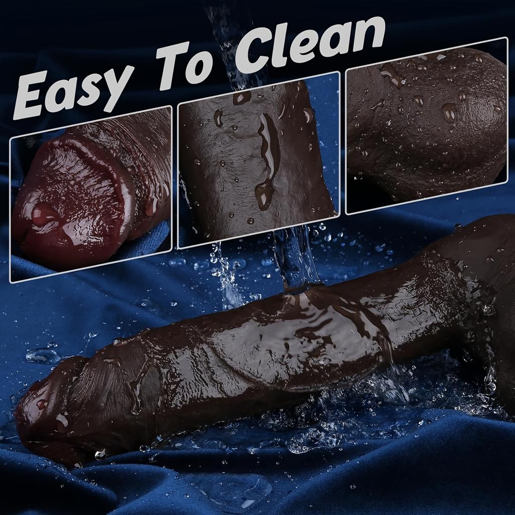 33cm Huge Realistic Silicone Dildo, Flesh & Black Coffee Thick Penis Toy with Strong Suction Cup, Soft Skin Feel G-Spot Stimulator