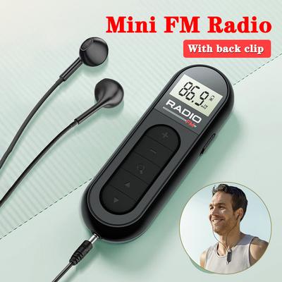 Мини-карманное FM-радио, портативный радиоприемник 76–108 МГц с подсветкой, ЖК-дисплей, проводные наушники 3,5 мм, поддержка зарядки типа c