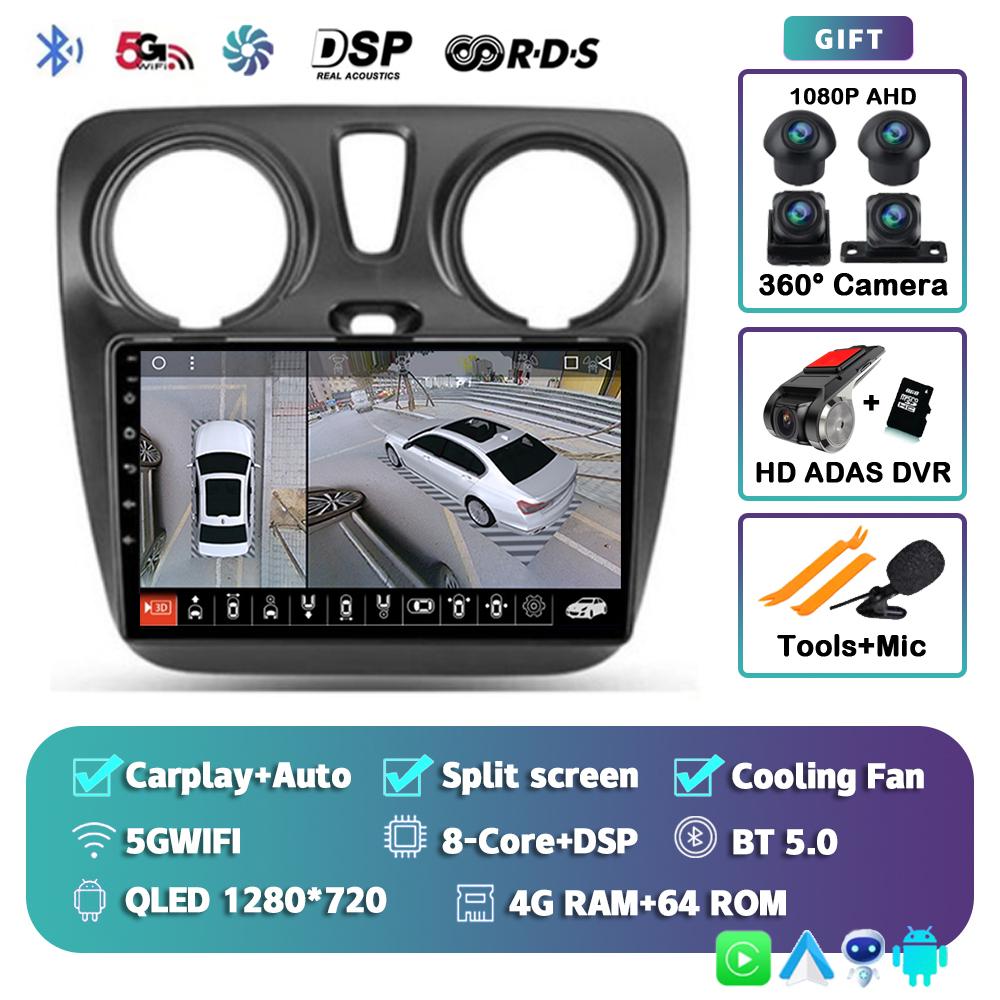 Android 14 Auto Carplay Car Radio для Renault Lodgy Dacia Dokker 2012 - 2020 Мультимедийный видеоплеер Навигация GPS Стерео Аудио