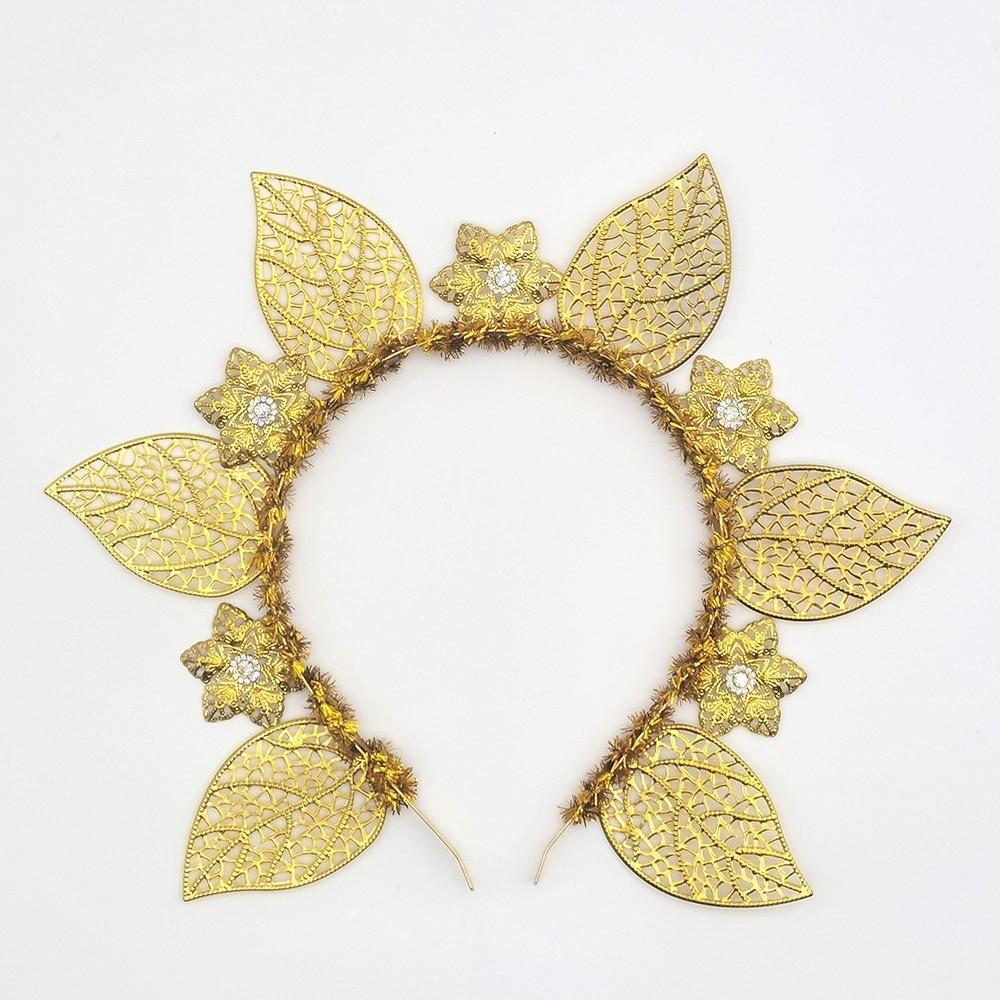Golden Sun Goddess Crown Handmade Head Hoops Women Girl Hair Accessories