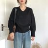 Свитер для женщин Осень Зима Утепленный Теплый Вязаный Эластичный С длинным рукавом V-образный вырез Топы