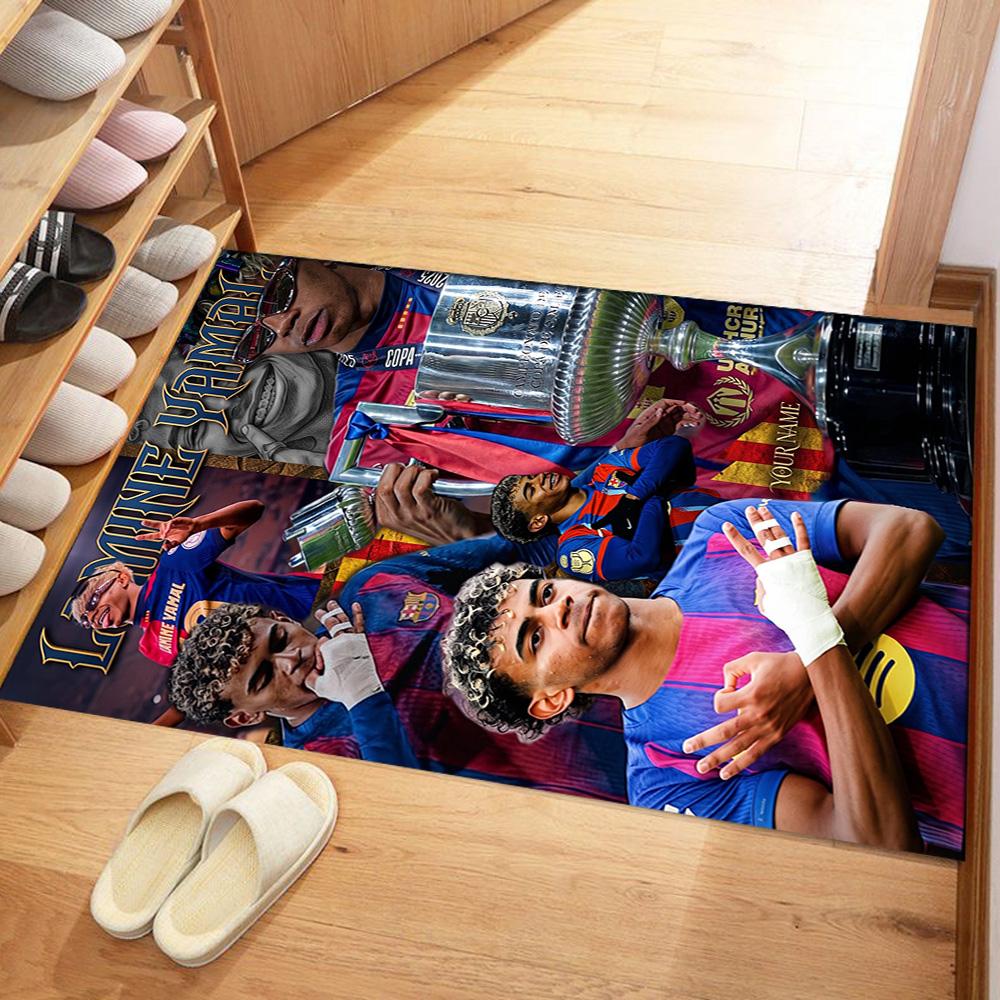 Lamin Yamal Customized Name Floor Rug Office Rug Design For Outdoor Living Rooms Entryway Kitchen Antislip Carpet Anime Office Decor Wedding Party Gif