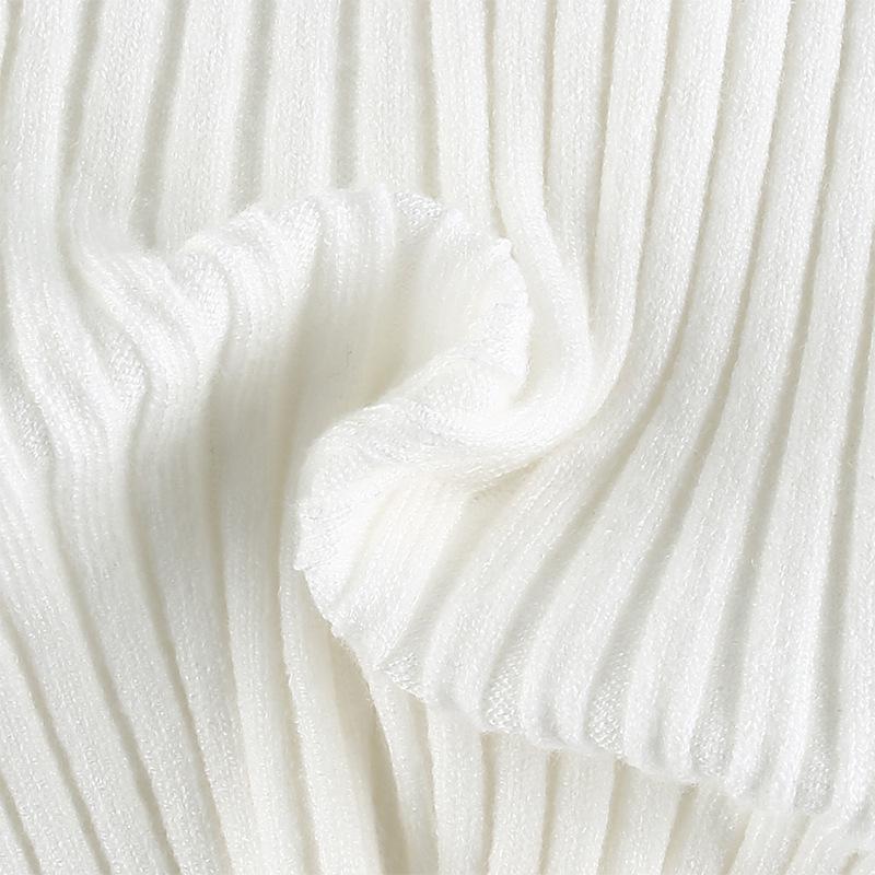 Y2K European and American Spring/Summer New Sexy Knitted Ribbed Polo Neck with Naked Navel Solid Short Sleeved Top for Women