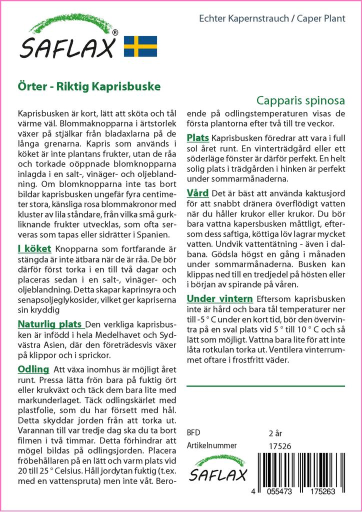 SAFLAX Garden in the Bag - Каперсы - 25 семян - С субстратом в подходящем пакете - Capparis spinosa