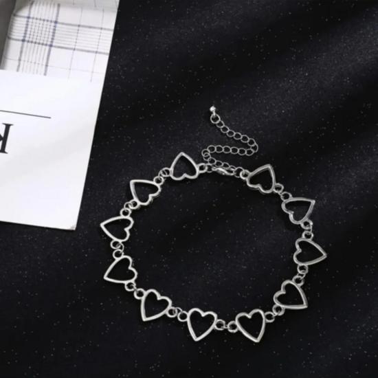 Punk Harajuku Sequenced Heart Choker Necklace 35 Cm