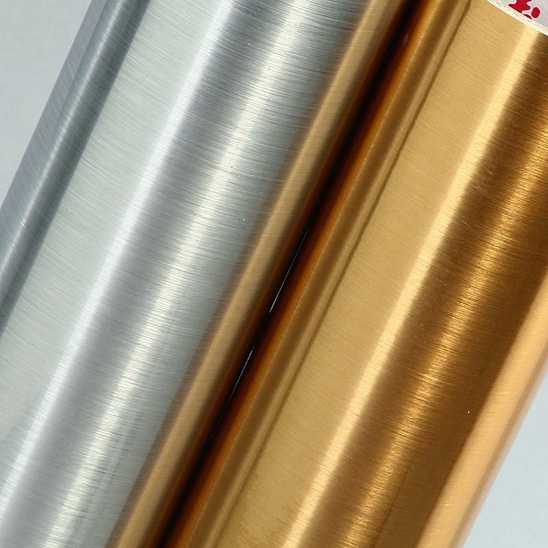 Толстые самоклеящиеся обои с отделкой под шлифованный / зеркальный металл, наклейки для ремонта старой электрики, водонепроницаемая металлическая липкая бумага для мебели и столешниц