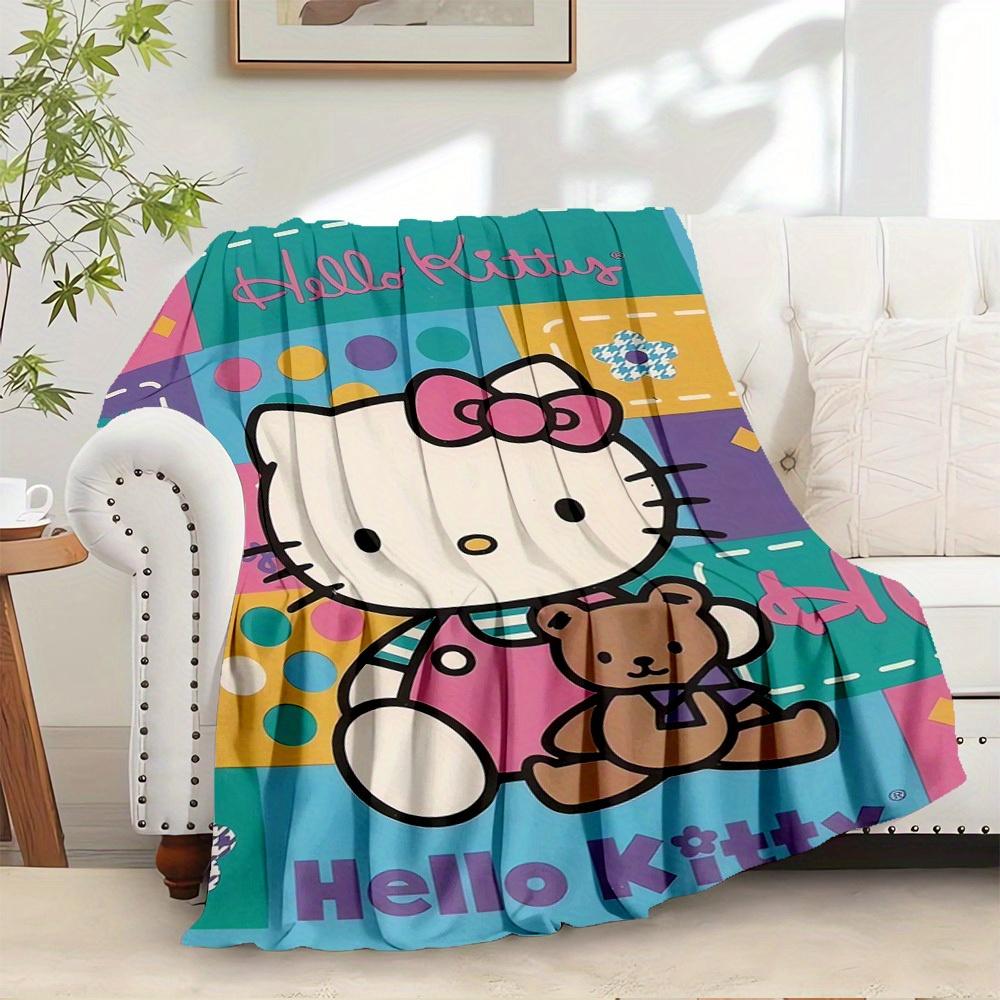 1pc Hello Kitty Flannel Blanket - Seasonal Home Decor, Comfortable Machine Washable, Suitable for All Ages, Ideal Gift for Any Family, Avail