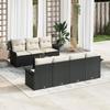 8-Piece Garden Sofa Set with Black Poly Rattan Cushions, 2-Seater Garden Sofa with Storage & Cushions 3353936