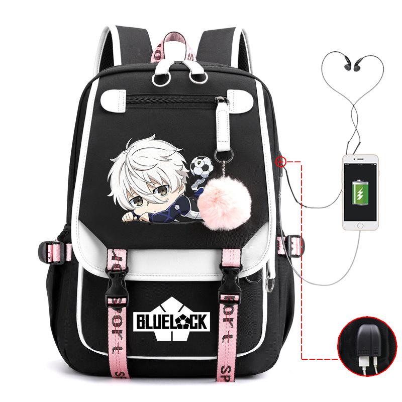Blue Prison Anime School Bag College Wind Large Capacity Middle School Student Usb Backpack