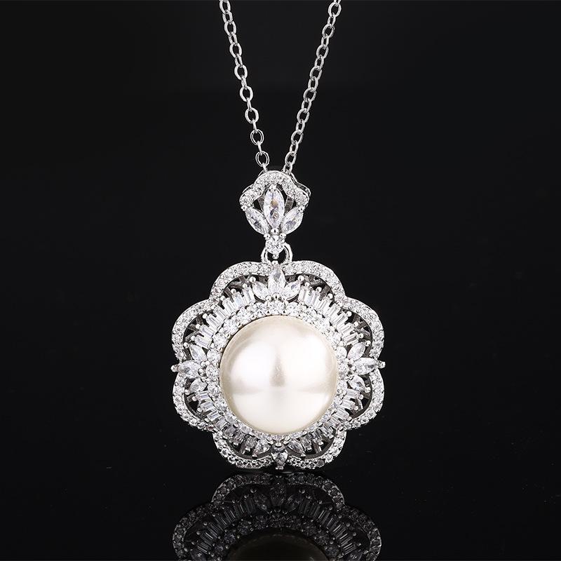 Jewelry Copper Bottom Pearl Plated Vintage Flower Set 14Mm