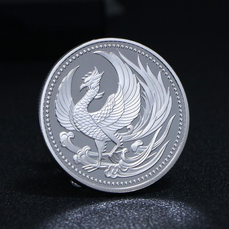 Памятная монета Японский Феникс Возрождение, Позолоченная и посеребренная.