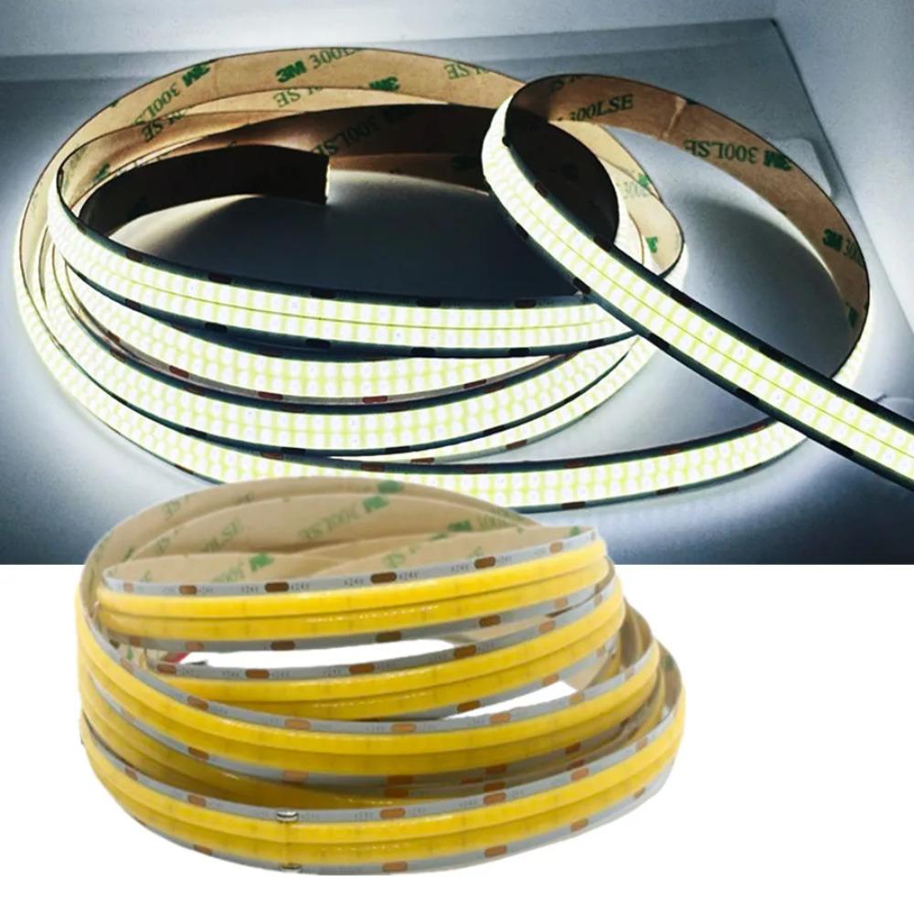600Leds/M Double Row COB Strip DC 24V High Brighter RA90 Warm/Natural White 3000K 4000K 6000K Flexible Ribbon Rope LED Light