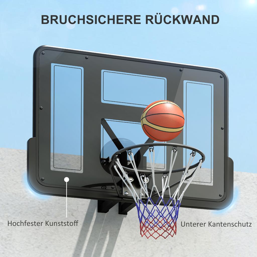 Wall-Mounted Basketball Hoop, Tear-Resistant Net, Weather-Resistant, Durable, for Indoor and Outdoor Use, Black