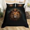 Lion Theme Series Duvet Cover Set 3pcs Animals Duvet Cover Set King Size for Teens Adults Wildlife Duvet Cover for Bedroom Hotel