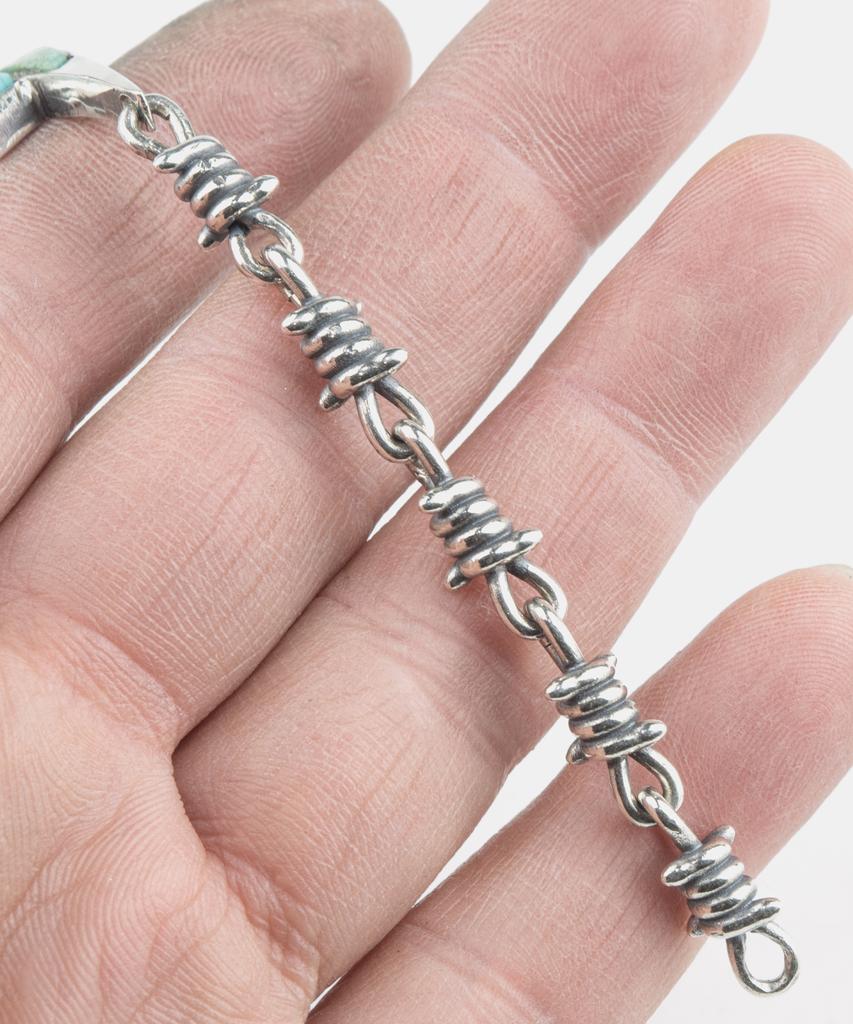 Sheen666 Thunder Pendant Bob Wire Silver Bracelet
