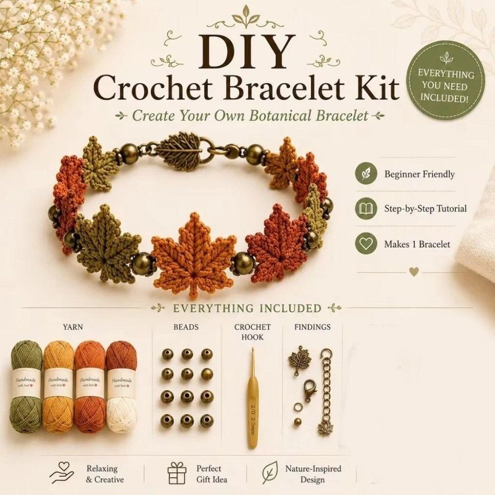 Forest Floral DIY Bracelet Making Kit DIY Nature-Inspired Crochet Bracelet Kit Daily Wear